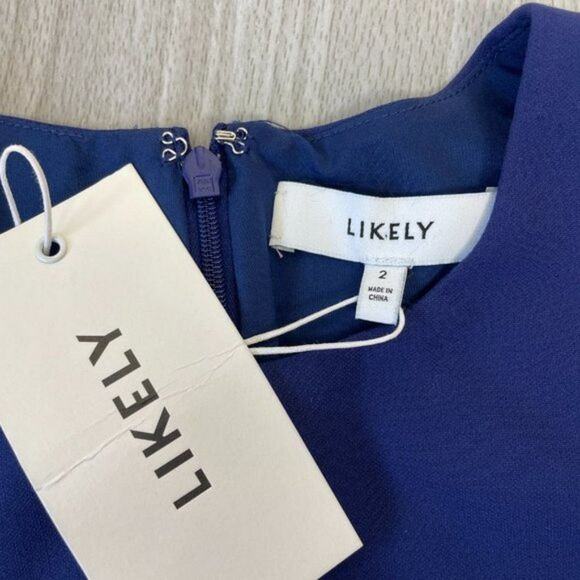 Likely x Revolve Malta Ruffle Puff Short Sleeves Mini Wedding Guest Dress Blue 2 - Picture 7 of 12